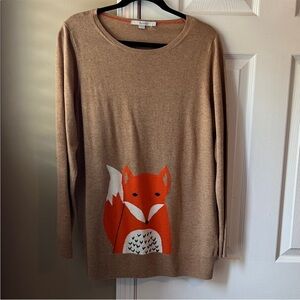 🦊 Boden Tan Fox Sweater Jumper ADORABLE HTF US 12